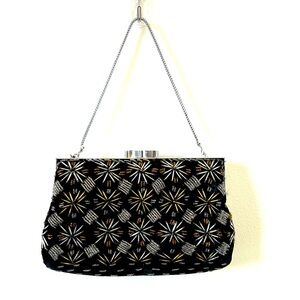 Walborg beaded evening handbag black gold silver